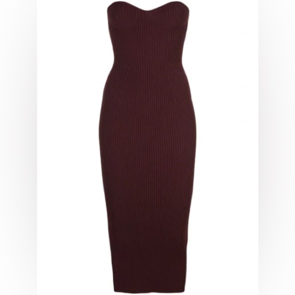 KHAITE Burgundy Strapless Dress - Picture 2 of 7